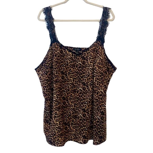 Jessica Simpson Tops - Jessica Simpson Animal Print Cheetah Leopard Lace Camisole Top 2X​​​​​​​​